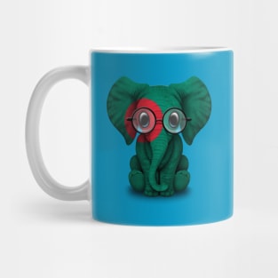 Baby Elephant with Glasses and Bangladeshi Flag Mug